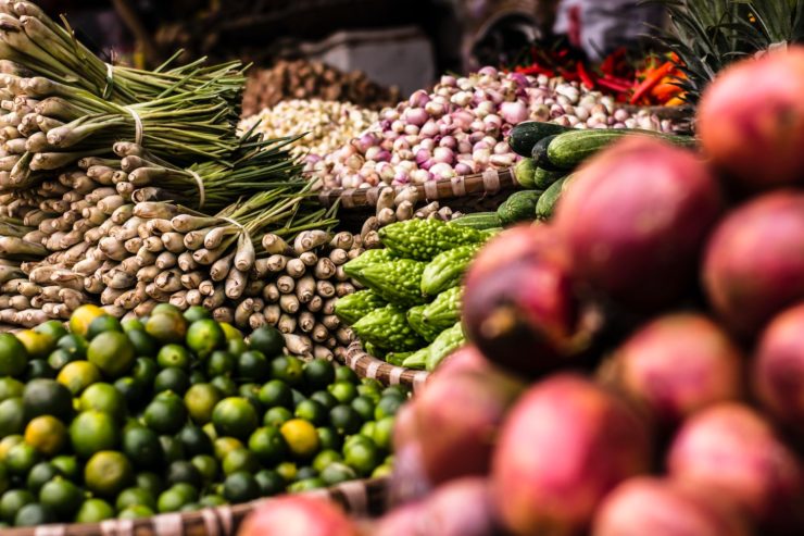 Photo of a display at a vegetable market