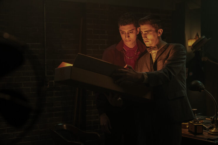 Jayden Revri as Charles Rowland and George Rexstrew as Edwin Payne in Dead Boy Detectives