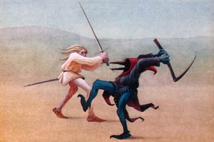 Detail from the cover of Stephen King's The Stand; art by John Cayea