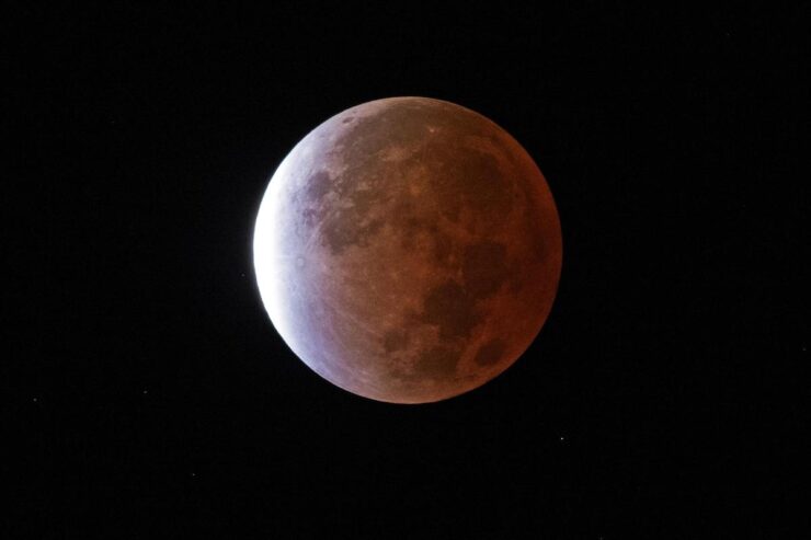 Photo of the moon in shadow, taken during a partial lunar eclipse